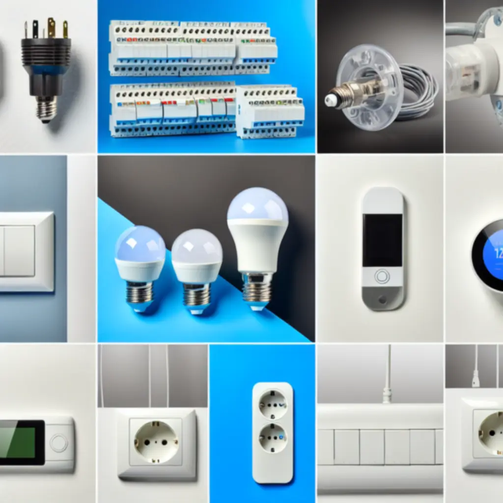 Różnorodne artykuły elektryczne: źródła światła, przewody, aparatura modułowa