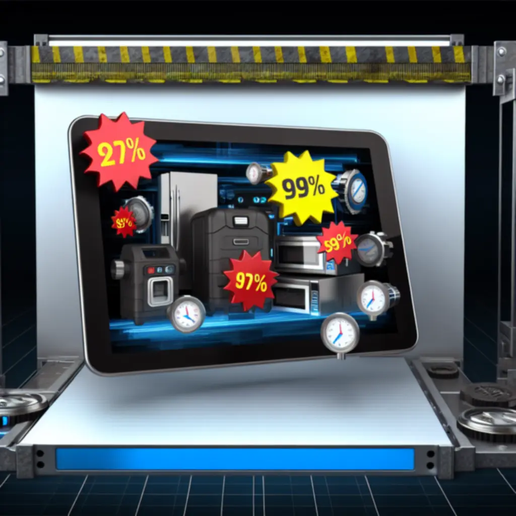 Sekcja promocji z ofertami specjalnymi i oznaczeniami rabatów