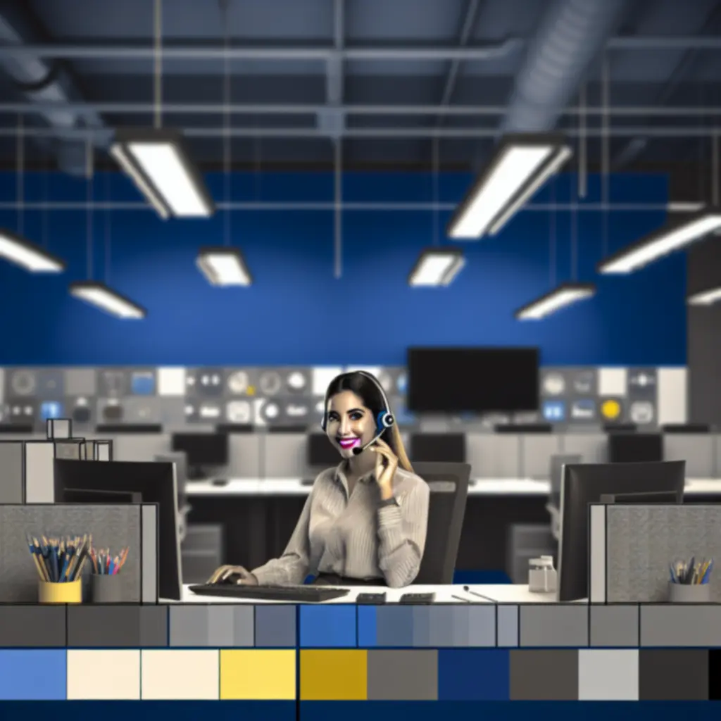 Biurko centrum wsparcia klienta ElektroZakup z nowoczesnym stanowiskiem obsługi