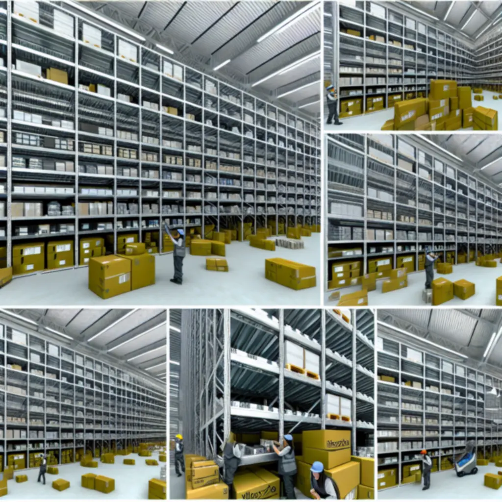 Nowoczesny magazyn ElektroZakup z regałami wysokiego składowania i strefą pakowania zamówień